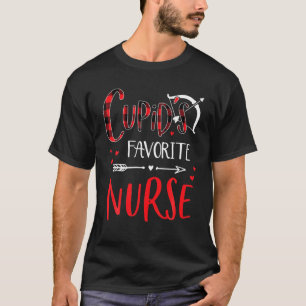Camiseta Enfermeira Favorita de Cupido Xadrez Vermelho Dia