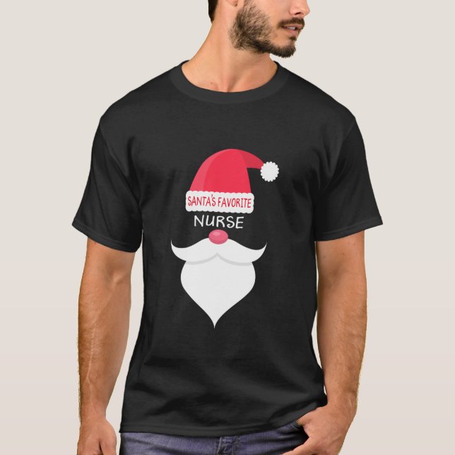 Camiseta Enfermeira favorita de Papais noeis de Natal engra (Frente)