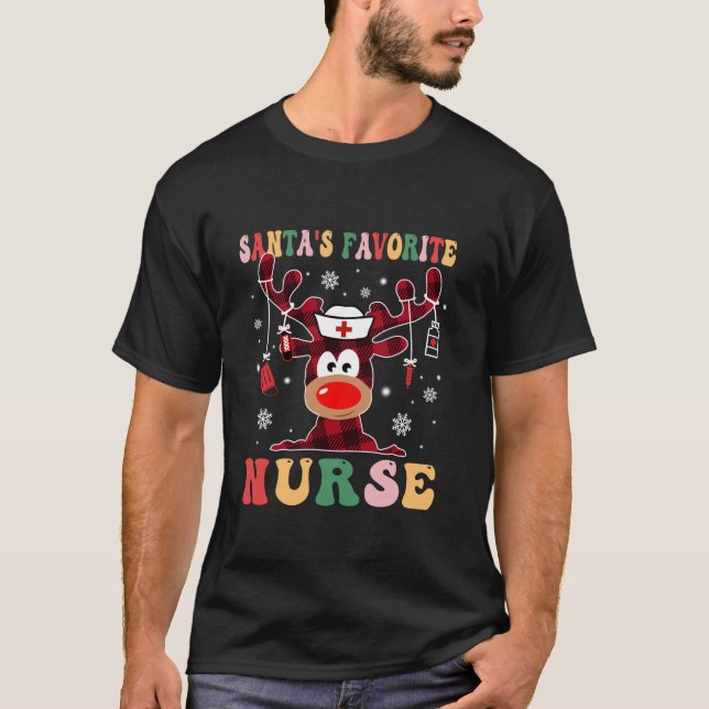 Camiseta Enfermeira Favorita Reindeer RN CNA IC (Frente)