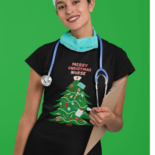 Camiseta Enfermeira Feliz Árvore de Natal