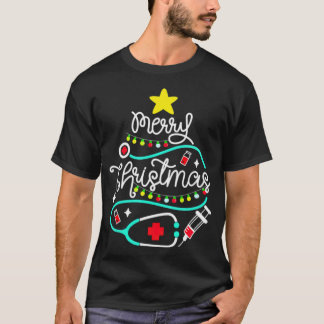 Camiseta Enfermeira Feliz de Natal Médico de Vida
