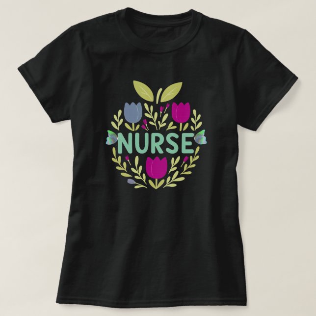 Camiseta Enfermeira Floral Design (Frente do Design)