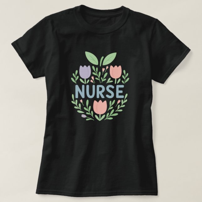 Camiseta Enfermeira Floral Design (Frente do Design)