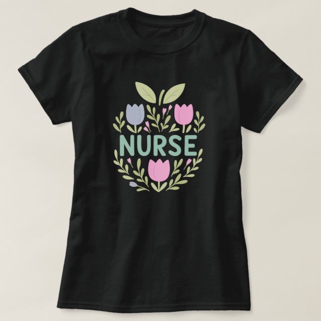 Camiseta Enfermeira Floral Design (Frente do Design)