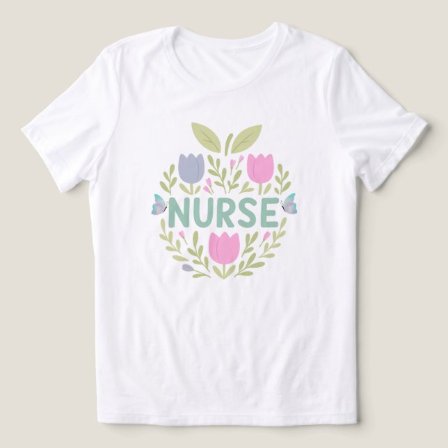 Camiseta Enfermeira Floral Design (Design frontal)