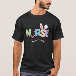 Camiseta Enfermeira Fofa de Páscoa Orelhas de Coelho Feliz