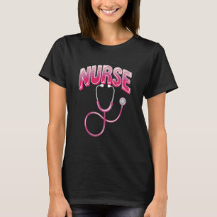 Camiseta Enfermeira Fofa Projeto de Estetoscópio Coração
