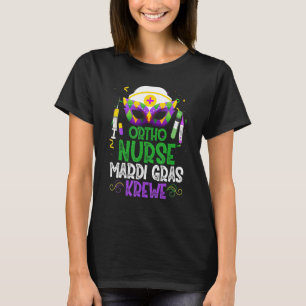 Camiseta Enfermeira Funny Ortho Krewe Mask Mardi Gras Carna