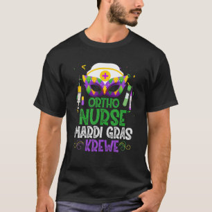 Camiseta Enfermeira Funny Ortho Krewe Mask Mardi Gras Carna