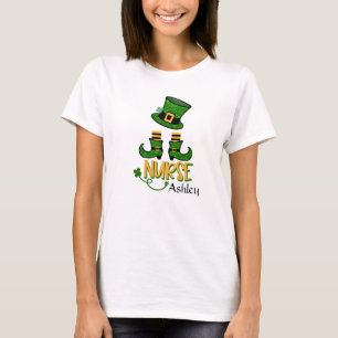 Camiseta Enfermeira Gelada Leprechaun Adicione Nome Camiset