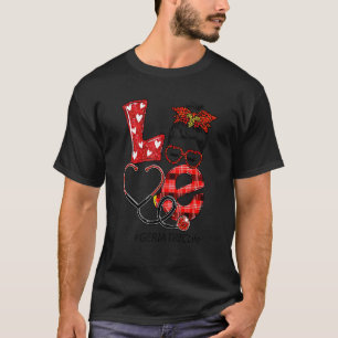 Camiseta Enfermeira Geriátrica Xadrez Leopard Amor Coração