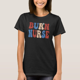 Camiseta Enfermeira Groovy Burn 4 De Julho EUA América Patr
