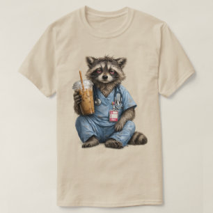 Camiseta Enfermeira Guaxinim do Turno da Noite , Café Gelad