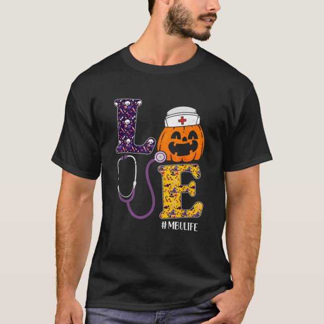 Camiseta Enfermeira Halloween Assustadora Pumpkin Costume A (Frente)