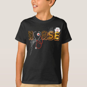 Camiseta Enfermeira Halloween Presente Com Aranha Pumpkin B