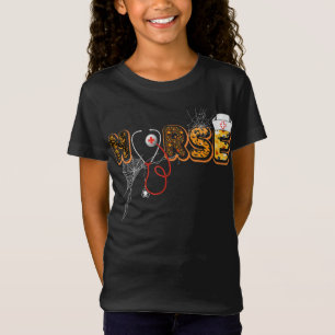 Camiseta Enfermeira Halloween Presente Com Aranha Pumpkin B