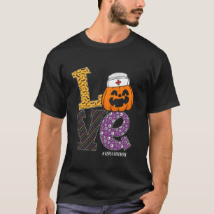 Camiseta Enfermeira Halloween Pumpkin Costume Love Geriátri