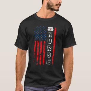 Camiseta Enfermeira Hat Retro American Flag 4º julho Patrio