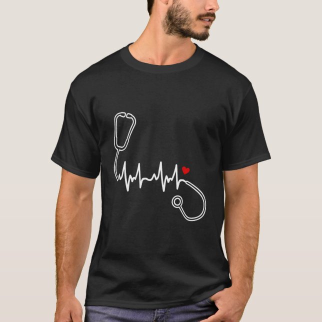 Camiseta Enfermeira Hebeat Enfermeira Stethoscope Ele (Frente)