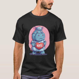 Camiseta Enfermeira Hipopótamo Estetoscópio Apreciação de E