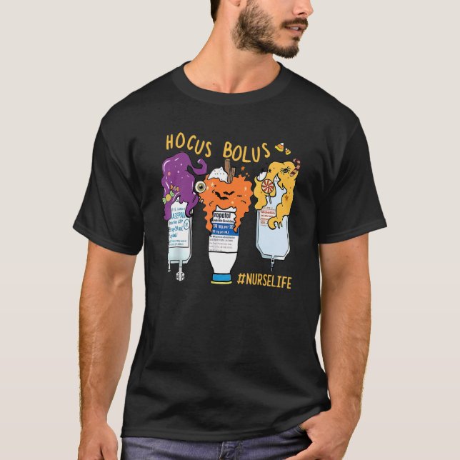 Camiseta Enfermeira Hocus Bolus Feliz Figurino de Halloween (Frente)