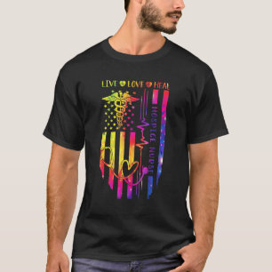 Camiseta Enfermeira Hospice Bandeira Americana EUA Tie Dye