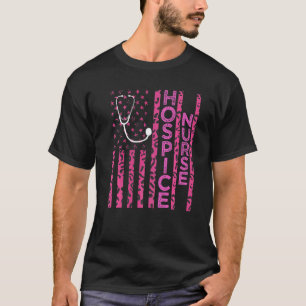 Camiseta Enfermeira Hospice Estampa de Leopardo Rosa Bandei
