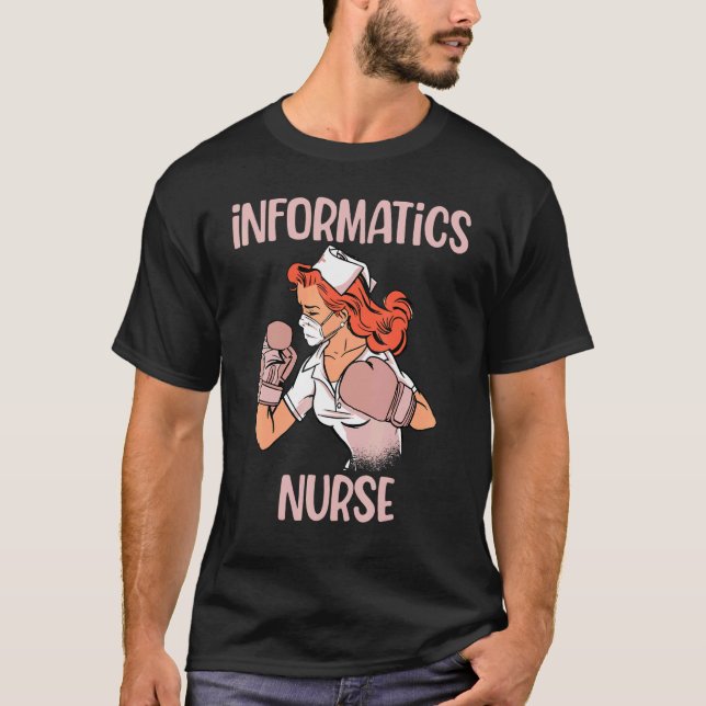 Camiseta Enfermeira Informática Combatendo Luvas (Frente)
