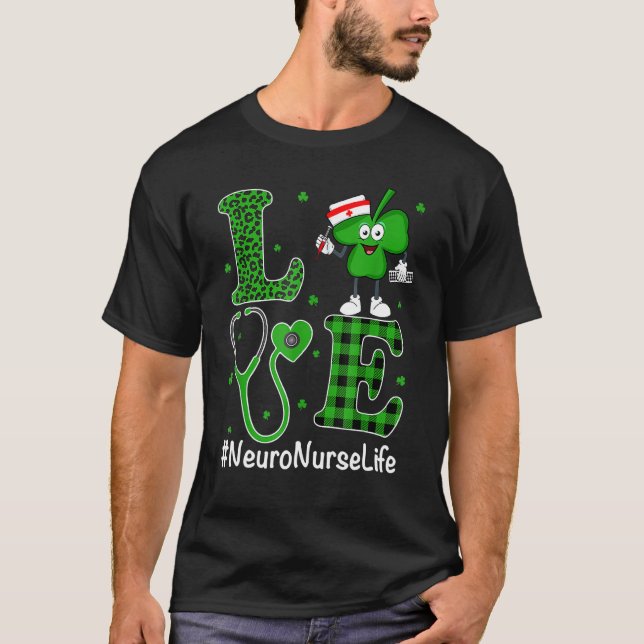 Camiseta Enfermeira Irlandesa Dia de São Patrício Amor Enfe (Frente)