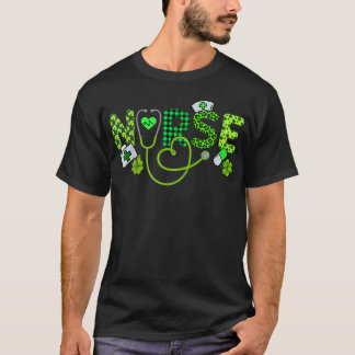Camiseta Enfermeira Irlandesa Estetoscópio Jaleco Dia de Sã