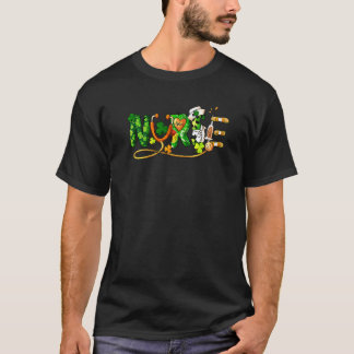 Camiseta Enfermeira Irlandesa Estetoscópio Jaleco Dia de Sã