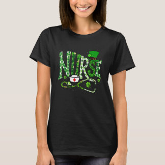 Camiseta Enfermeira Irlandesa Estetoscópio Jaleco Dia de Sã