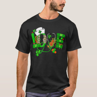 Camiseta Enfermeira Irlandesa Estetoscópio Jaleco Dia de Sã