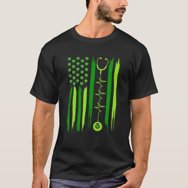 Camiseta Enfermeira Irlandesa Pulso Estetoscópio American F (Frente)