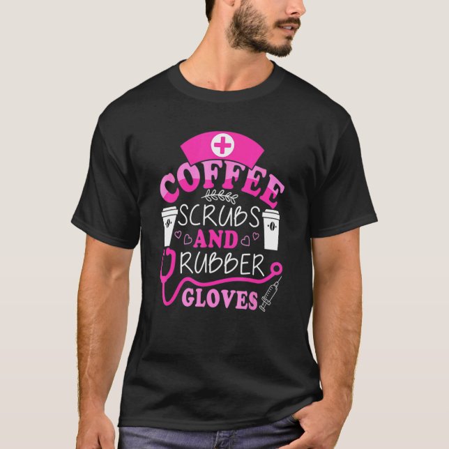 Camiseta Enfermeira Legal engraçada, esfregões de café e bo (Frente)