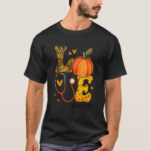Camiseta Enfermeira Leopard Pumpkin Ação de Graças Ama Enfe