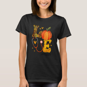 Camiseta Enfermeira Leopard Pumpkin Ação de Graças Ama Enfe