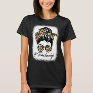 Camiseta Enfermeira Leopardo Mensagem Óculos de Arma Mulher