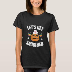 Camiseta Enfermeira Lgbt Enfermeira Pumpkin Rosto Vinho Eng