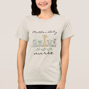 Camiseta Enfermeira Mãe Bebê Safari Animais da Selva Berçár