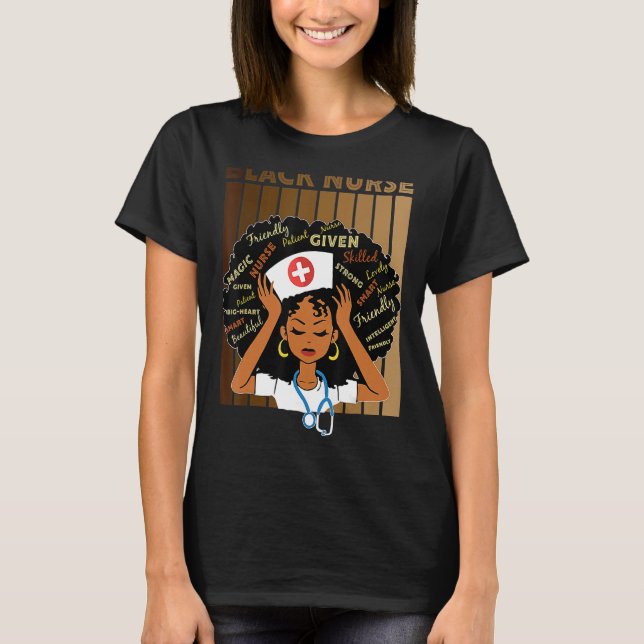 Camiseta Enfermeira Mágica Negra Afro Melanin Rainha Histór (Frente)