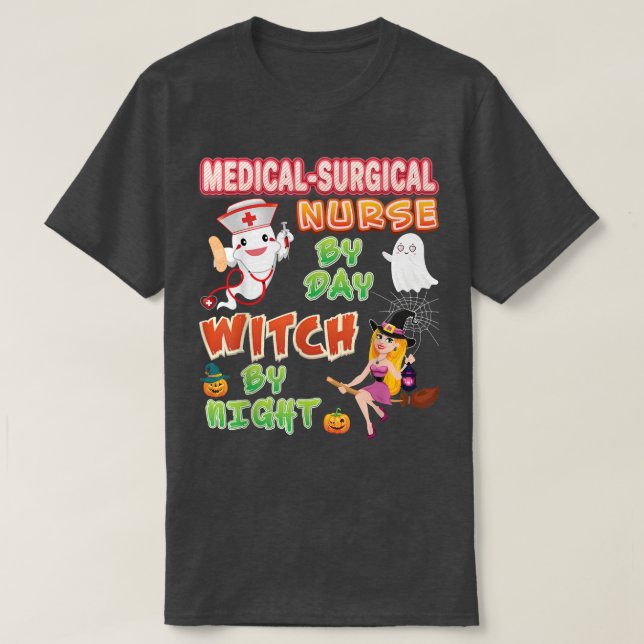 Camiseta Enfermeira Médica Cirúrgica Por Dia Da Tripulação  (Frente do Design)