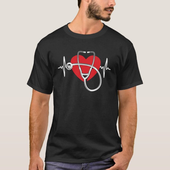 Camiseta Enfermeira Médica do Estetoscópio Cardíaco Valenti (Frente)