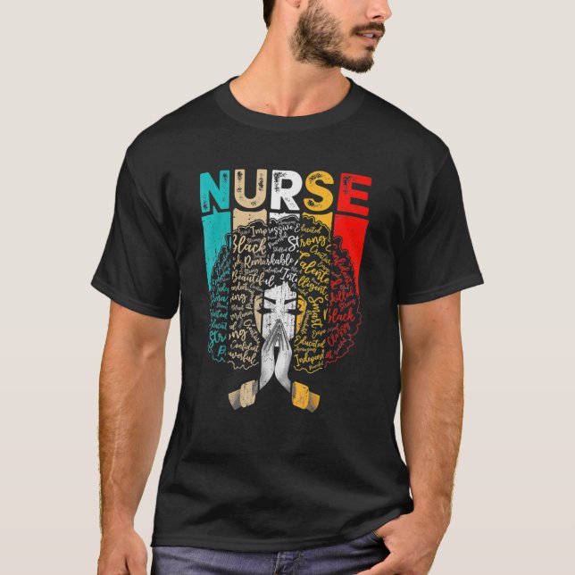 Camiseta Enfermeira Melanin Afro-Americano (Frente)