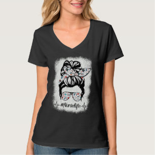 Camiseta Enfermeira Messy Bun Enfermando A Vida Rn Lpn Cna 