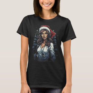 Camiseta Enfermeira Natal Stethoscope Xmas Tree Medical RN