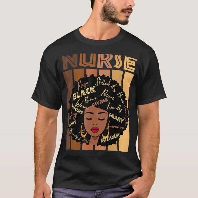 Camiseta Enfermeira negra forte afro ama melanina afro-amer (Frente)