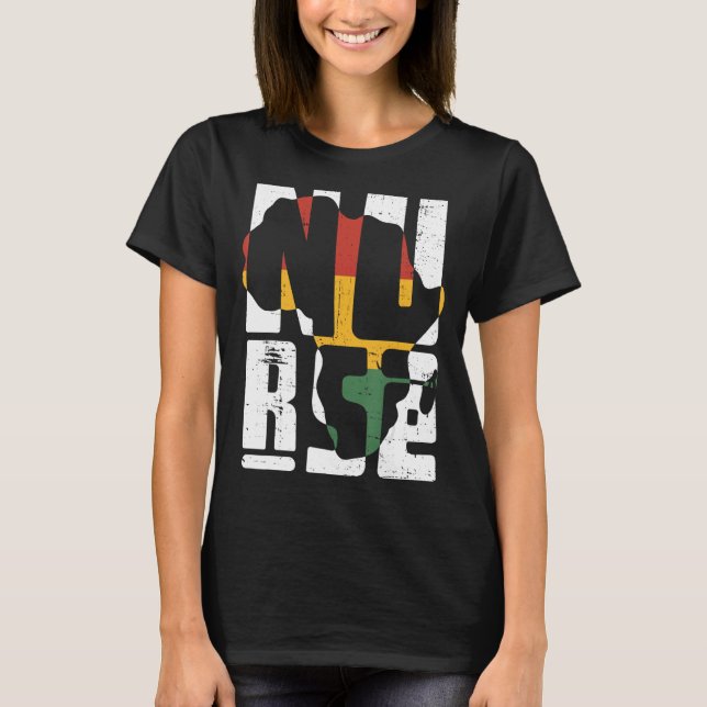 Camiseta Enfermeira Negra História Negra Mês Africano (Frente)