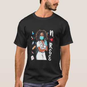 Camiseta Enfermeira Negra Máscara Uniforme de Rosto Mulhere