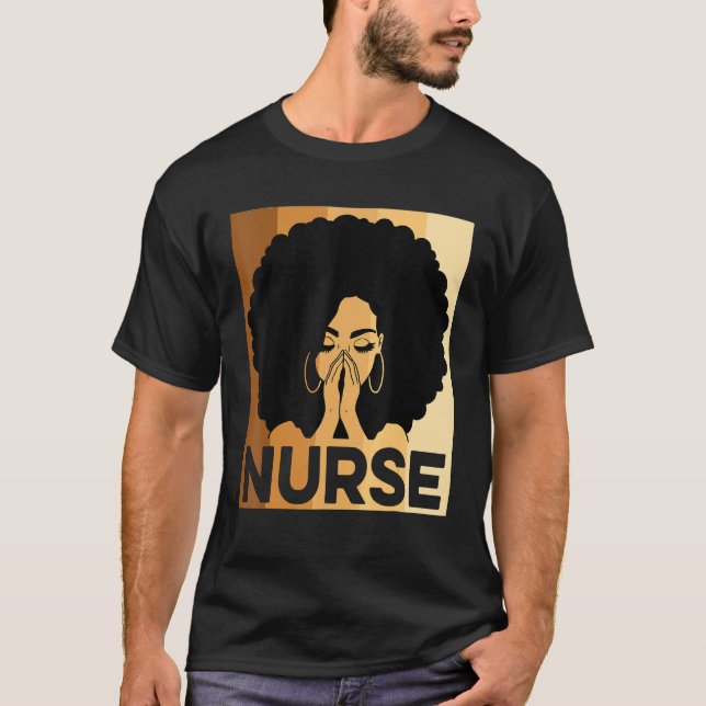 Camiseta Enfermeira Negra Melanin Afro - História Negra Org (Frente)